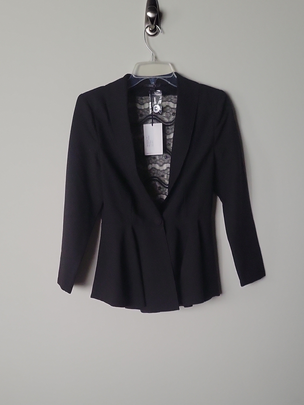 NWT Jarlo London Daniela Lace Black Peplum Jacket Blazer Sz 2 8 XS Goth Luxury